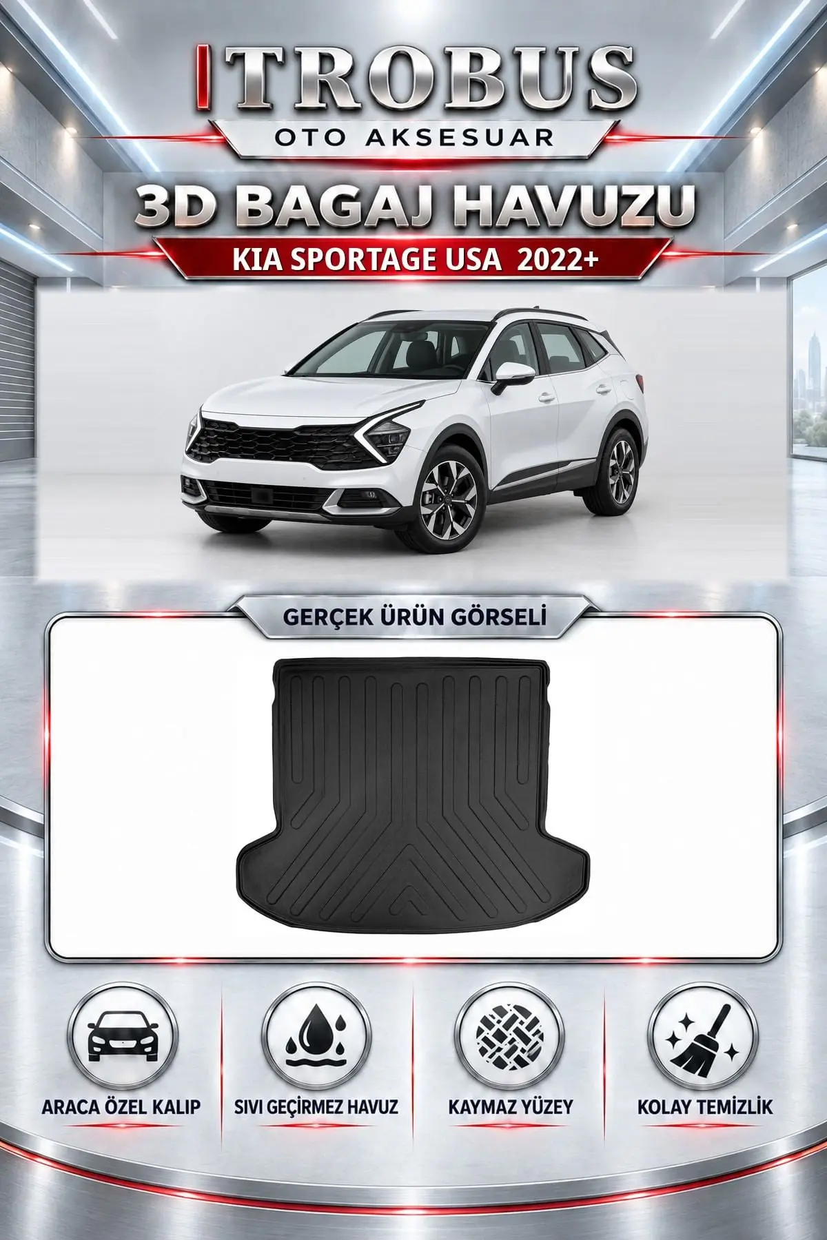 Kia Sportage USA 2022 Sonrası Araca Özel 3D Bagaj Havuzu