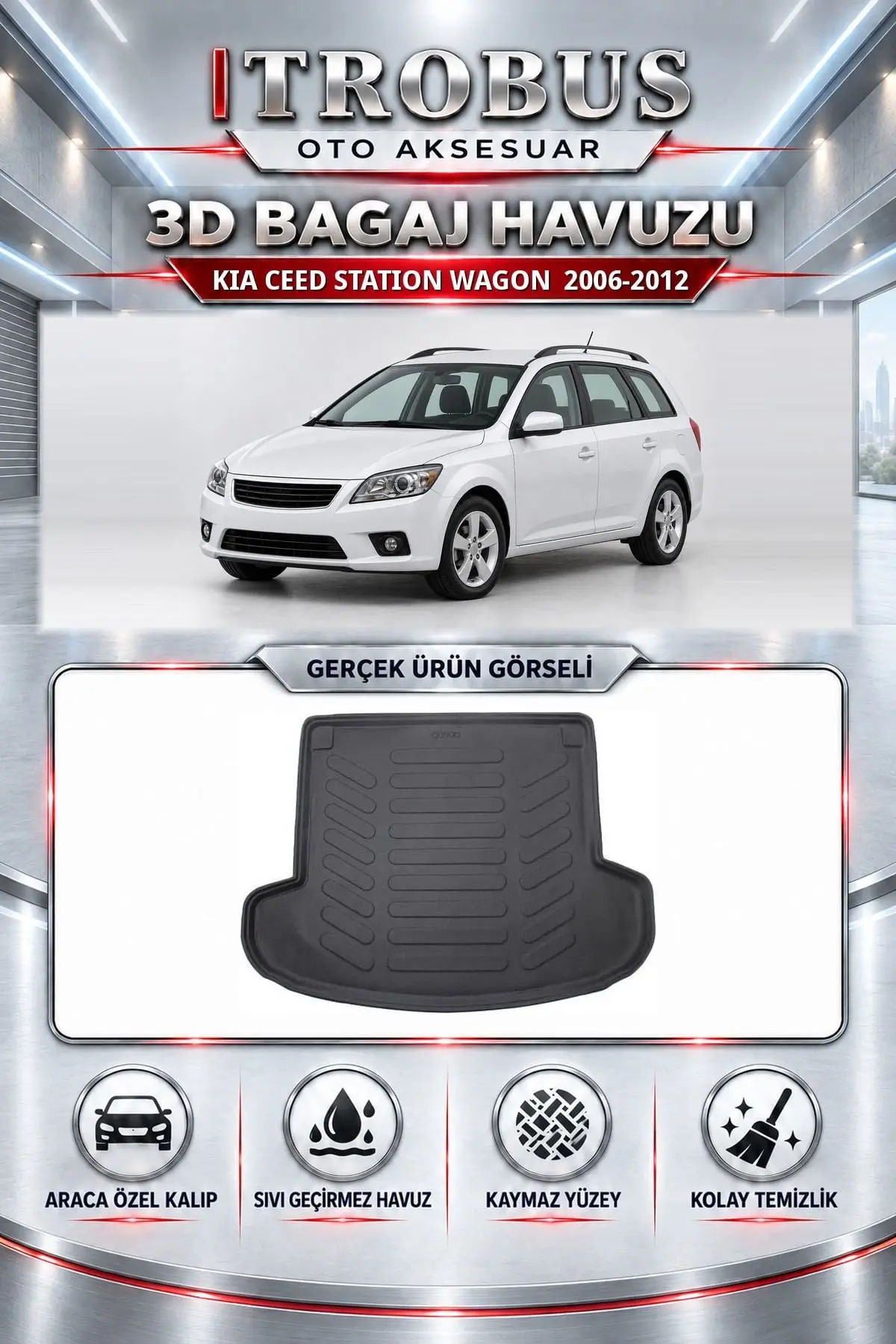 Kia Ceed 2006-2012 Station Wagon Araca Özel 3D Bagaj Havuzu