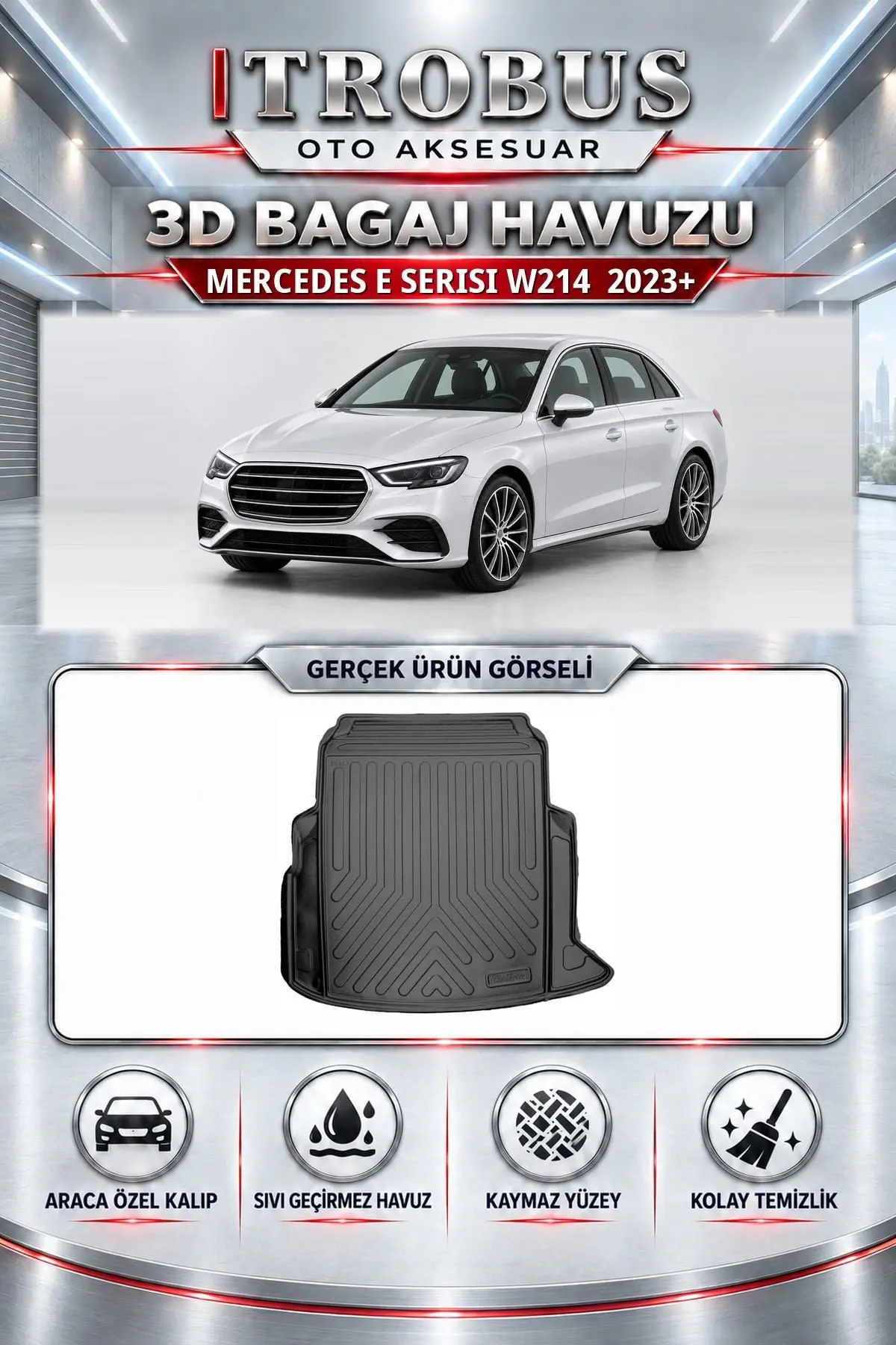 Mercedes-Benz E Serisi 2023 Sonrası W214 Araca Özel 3D Bagaj Havuzu