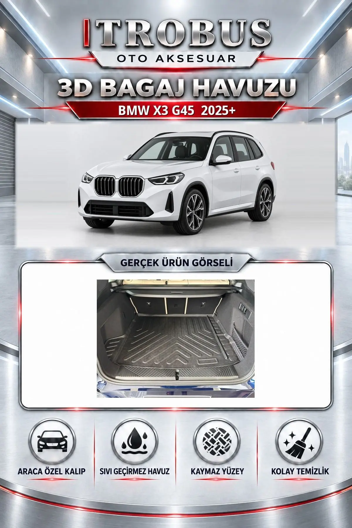 BMW X3 G45 2025 Sonrası Araca Özel 3D Bagaj Havuzu