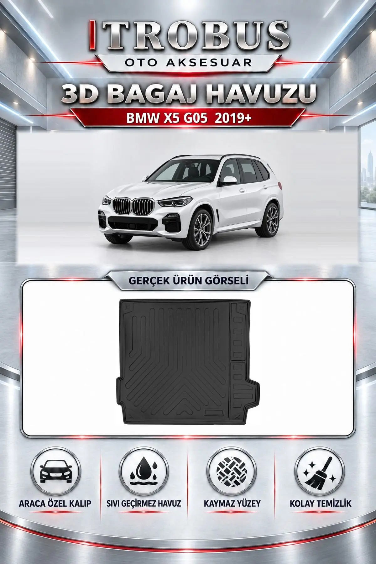 BMW X5 G05 2019 Sonrası Araca Özel 3D Bagaj Havuzu