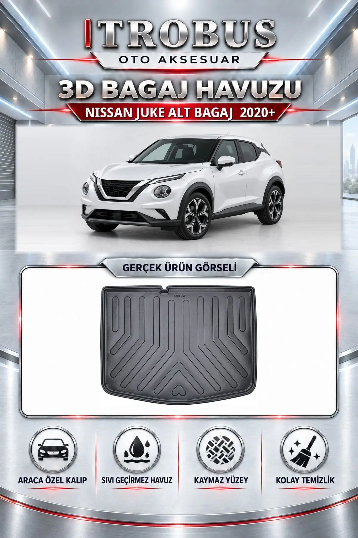 Nissan Juke 2020 Sonrası Alt Bagaj Araca Özel 3D Bagaj Havuzu