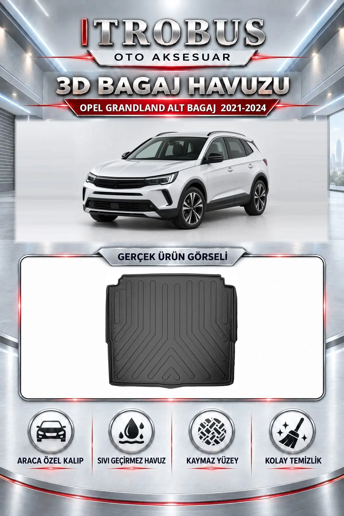 Opel Grandland 2021-2024 Alt Bagaj Araca Özel 3D Bagaj Havuzu