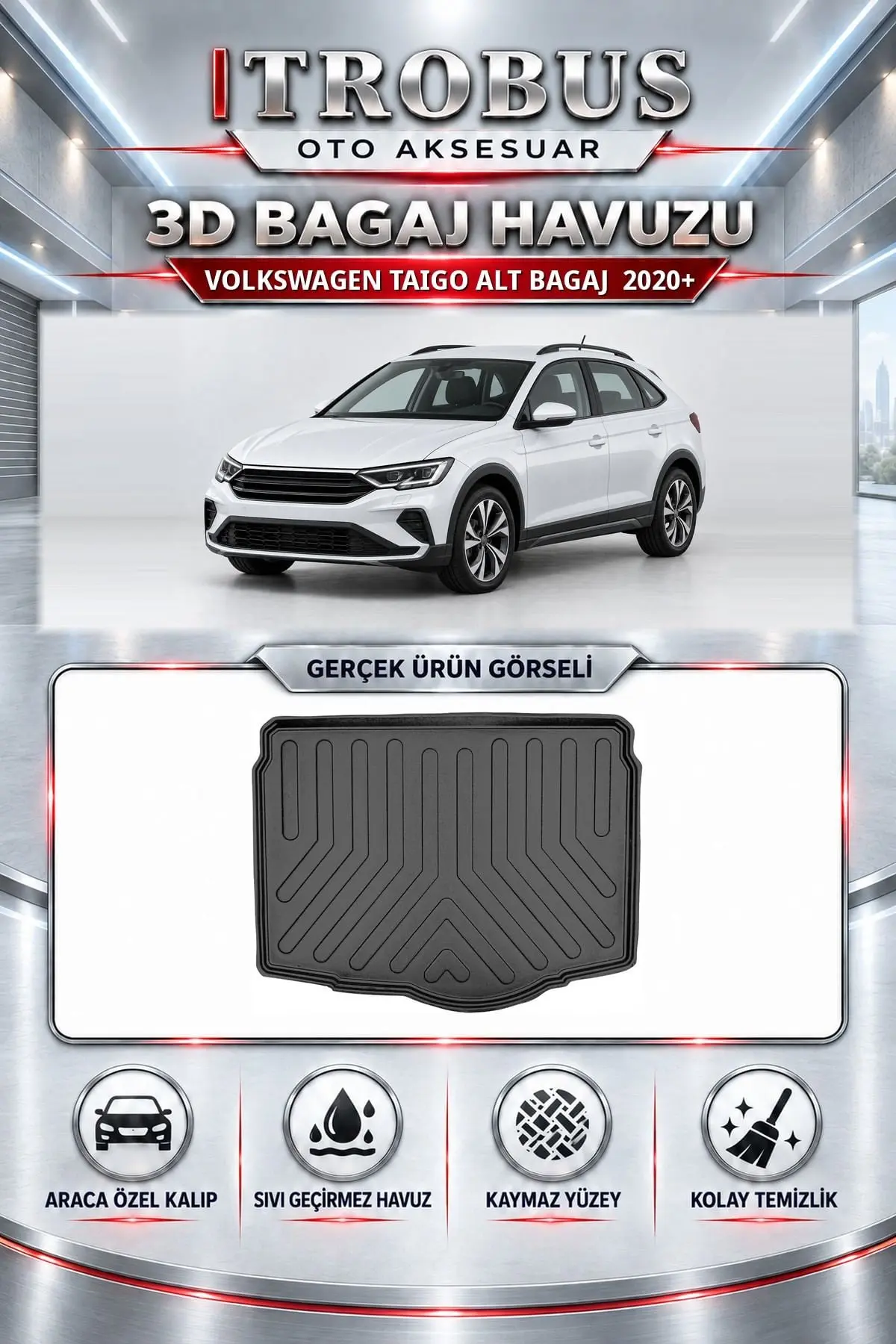 Volkswagen Taigo 2020 Sonrası Alt Bagaj Araca Özel 3D Bagaj Havuzu