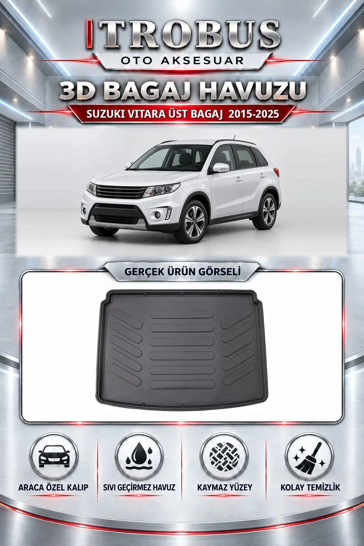 Suzuki Vitara 2015-2025 Üst Bagaj Araca Özel 3D Bagaj Havuzu