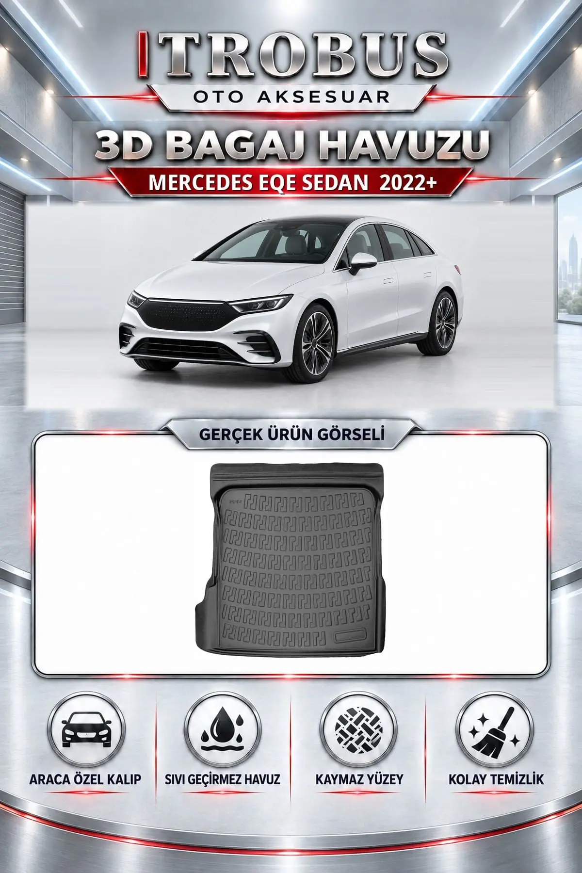 Mercedes EQE 2022 Sonrası Sedan Araca Özel 3D Bagaj Havuzu
