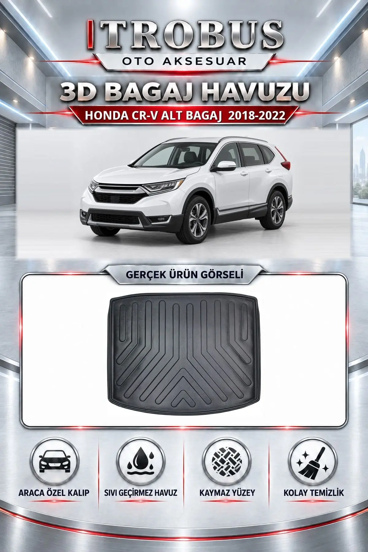 Honda CR-V 2018-2022 Alt Bagaj Araca Özel 3D Bagaj Havuzu
