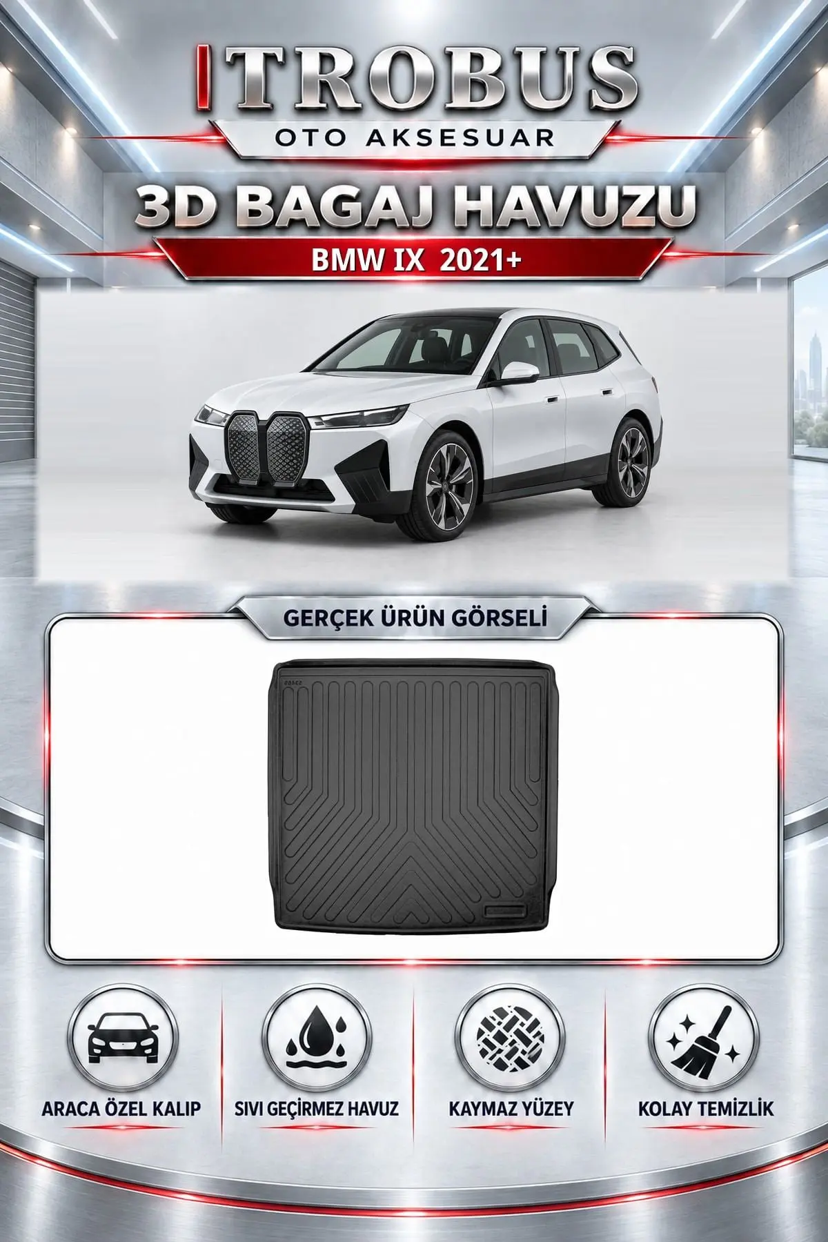BMW iX 2021 Sonrası Araca Özel 3D Bagaj Havuzu