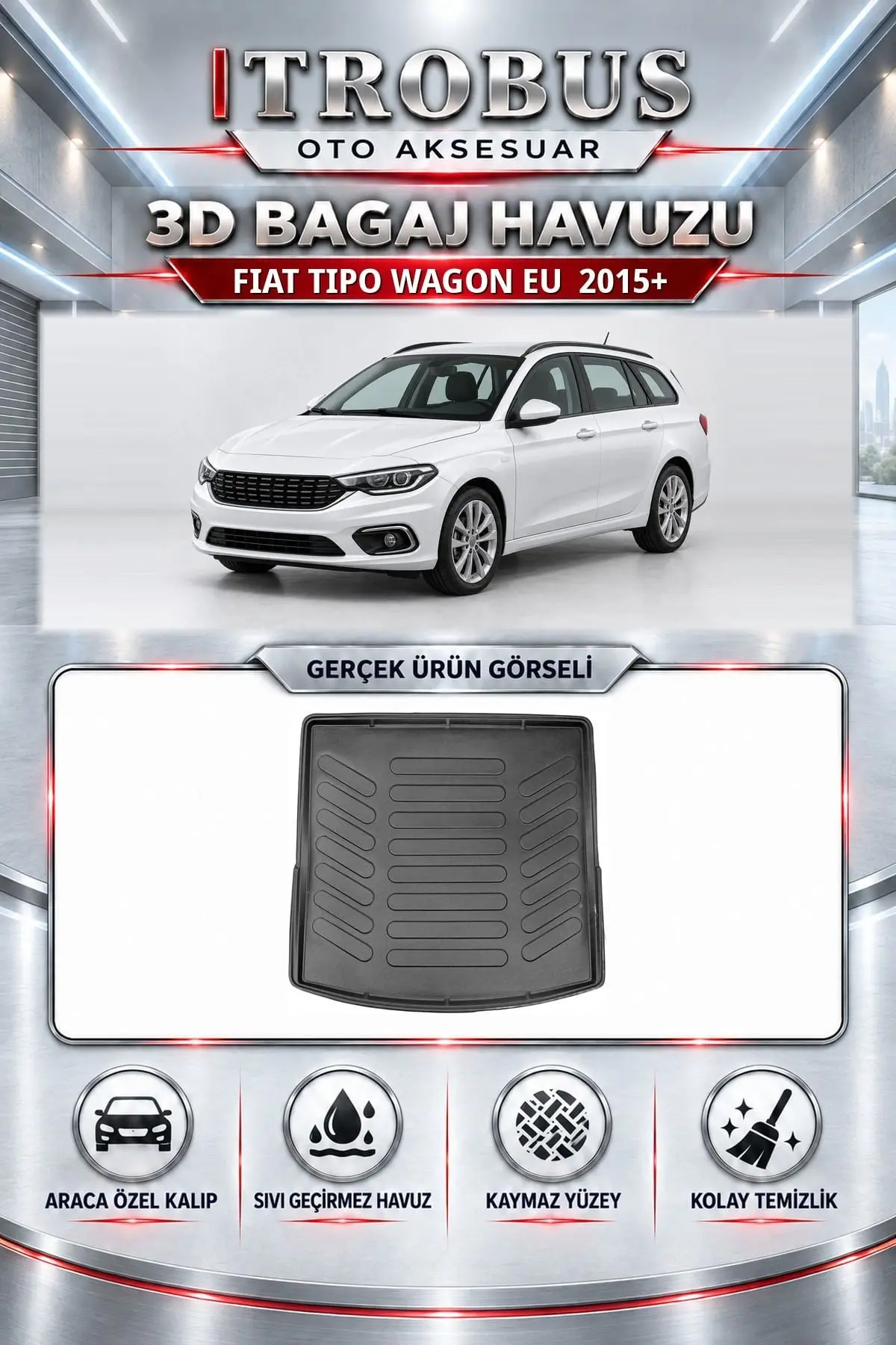 Fiat Tipo Wagon EU 2015 Sonrası Araca Özel 3D Bagaj Havuzu