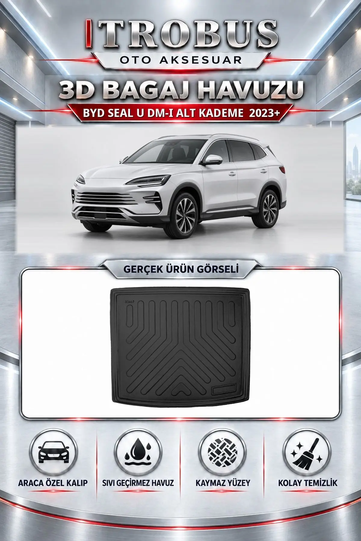 Byd Seal U DM-i 2023 Sonrası Alt Kademe Araca Özel 3D Bagaj Havuzu