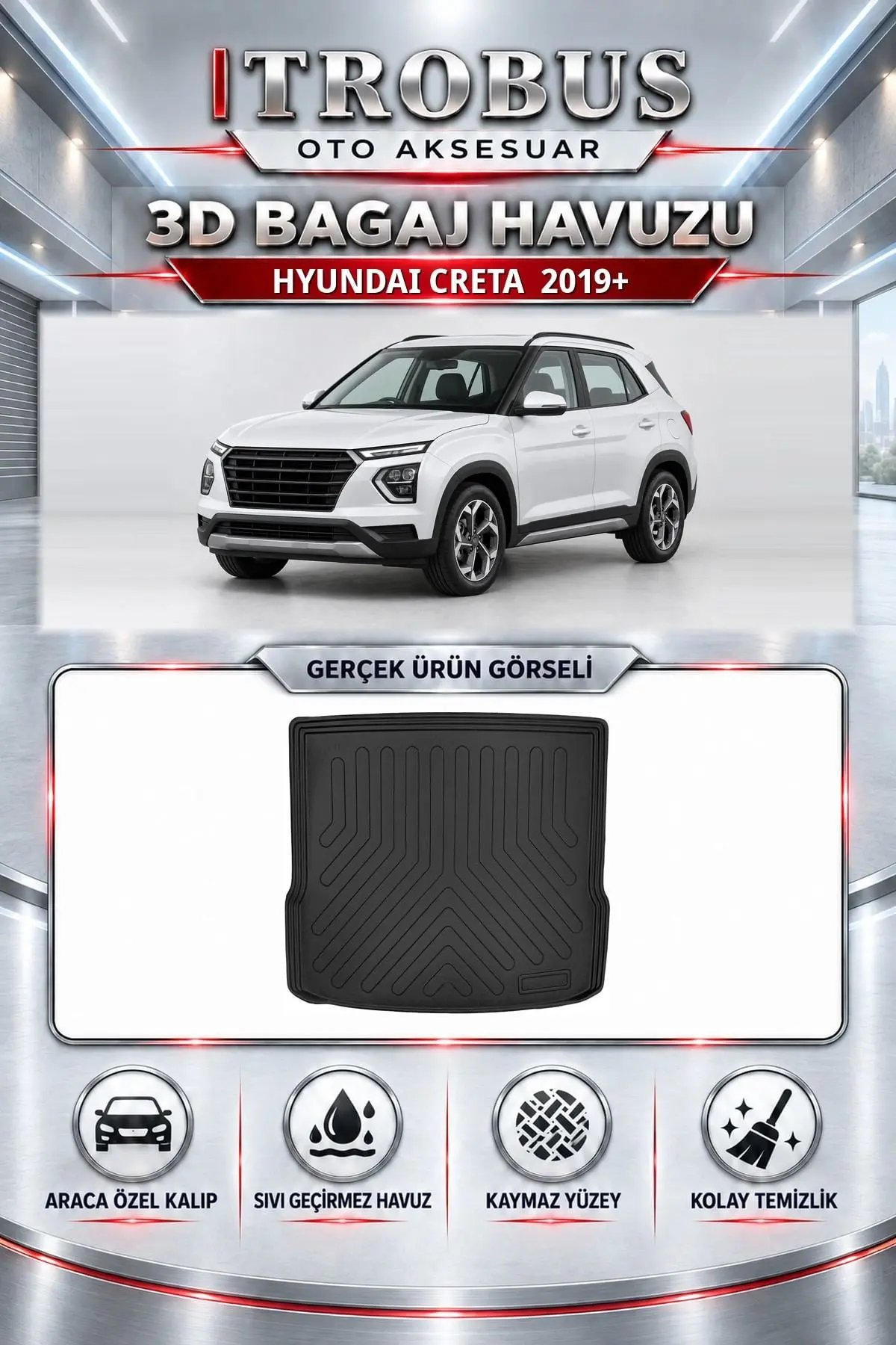 Hyundai Creta 2019 Sonrası Araca Özel 3D Bagaj Havuzu