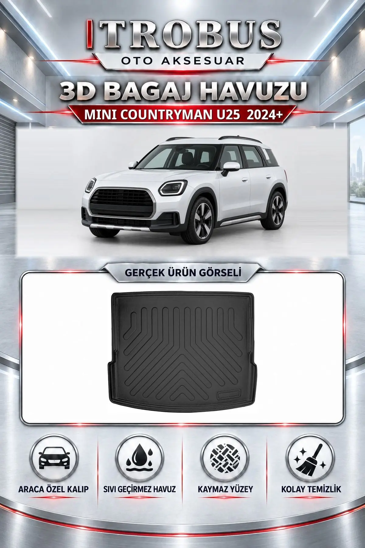 Mini Countryman U25 2024 Sonrası Araca Özel 3D Bagaj Havuzu