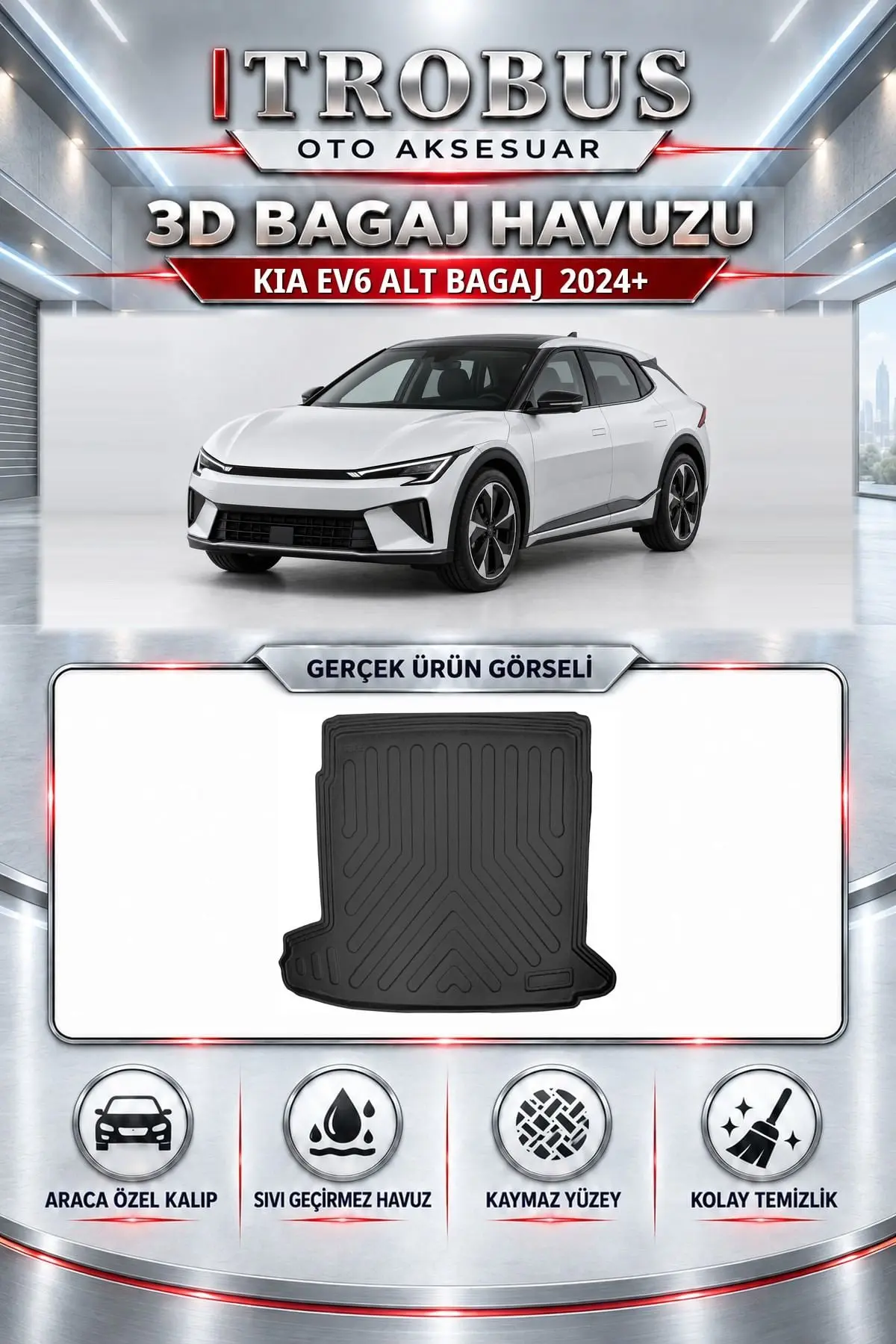 Kia EV6 2024 Sonrası Alt Bagaj Araca Özel 3D Bagaj Havuzu