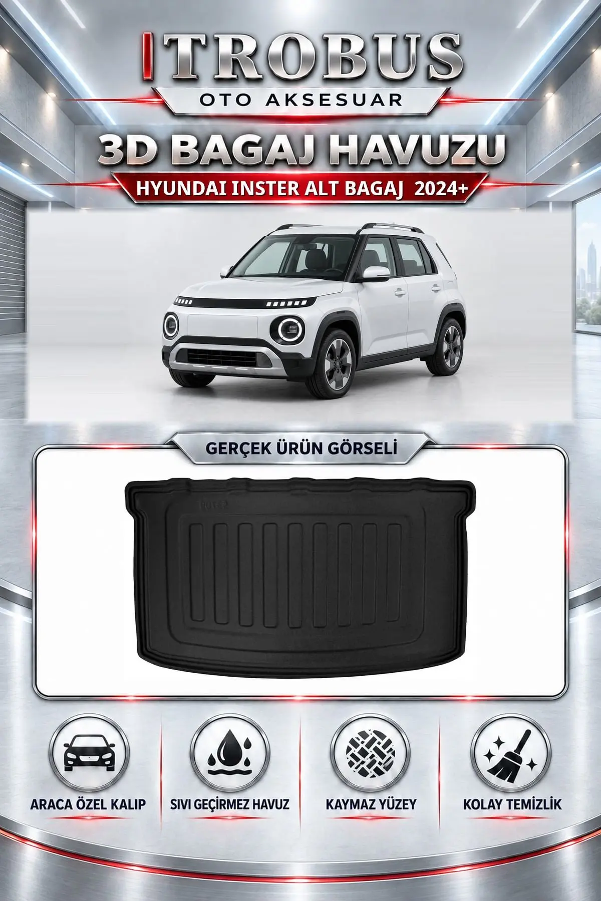 Hyundai Inster 2024 Sonrası Alt Bagaj Araca Özel 3D Bagaj Havuzu