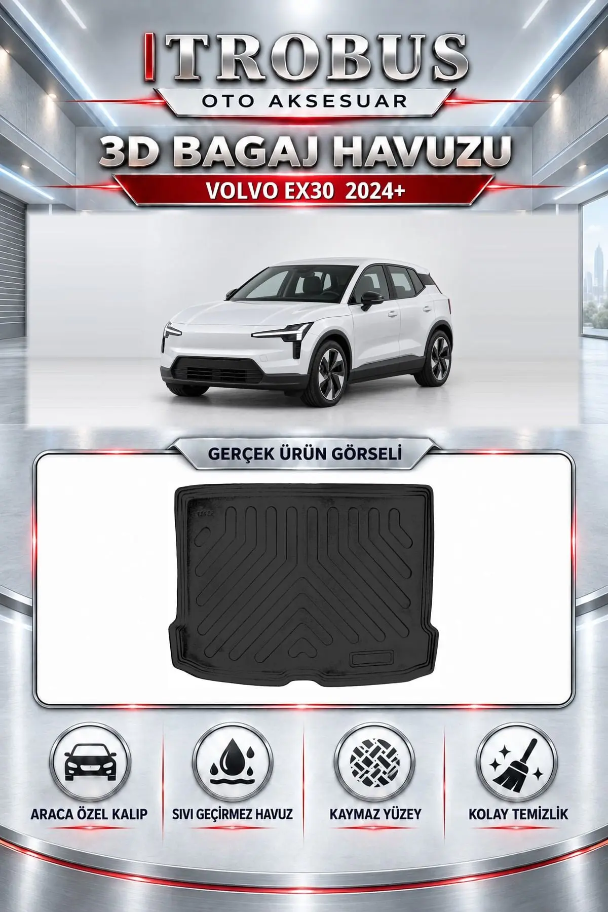 Volvo EX30 2024 Sonrası Araca Özel 3D Bagaj Havuzu