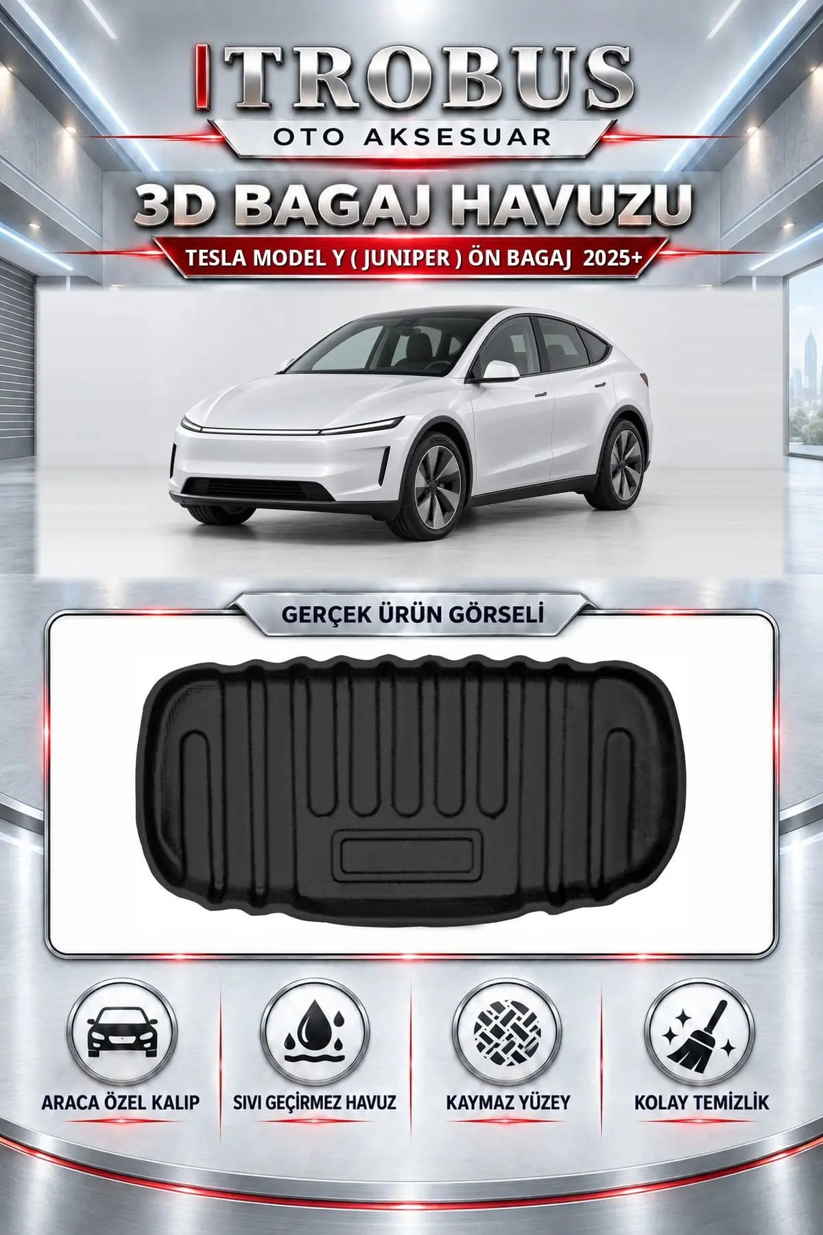 Tesla Model Y ( Juniper ) 2025 Sonrası Ön Bagaj Araca Özel 3D Bagaj Havuzu