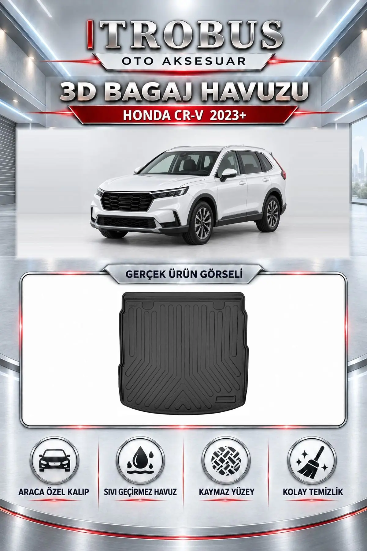 Honda CR-V 2023 Sonrası Araca Özel 3D Bagaj Havuzu