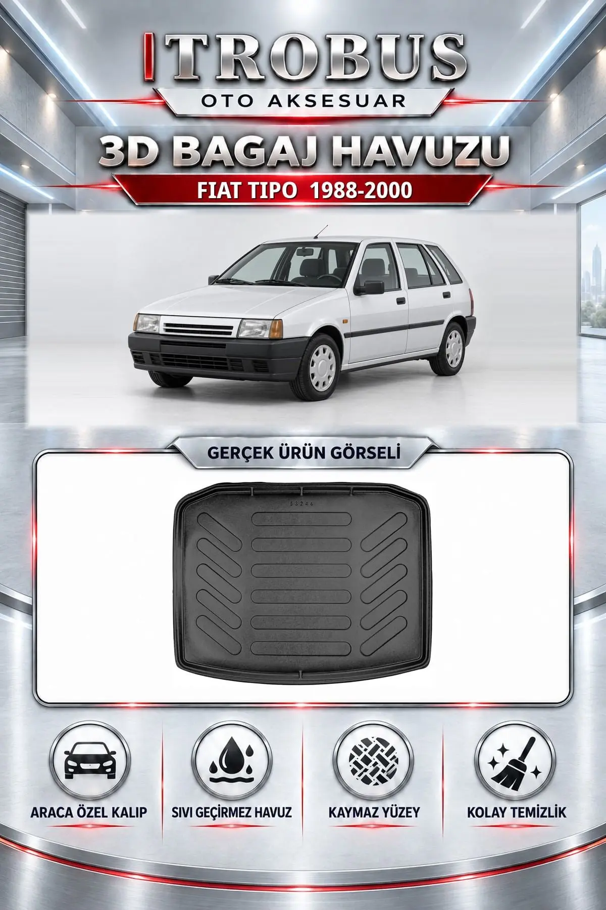 Fiat Tipo 1988-2000 Araca Özel 3D Bagaj Havuzu