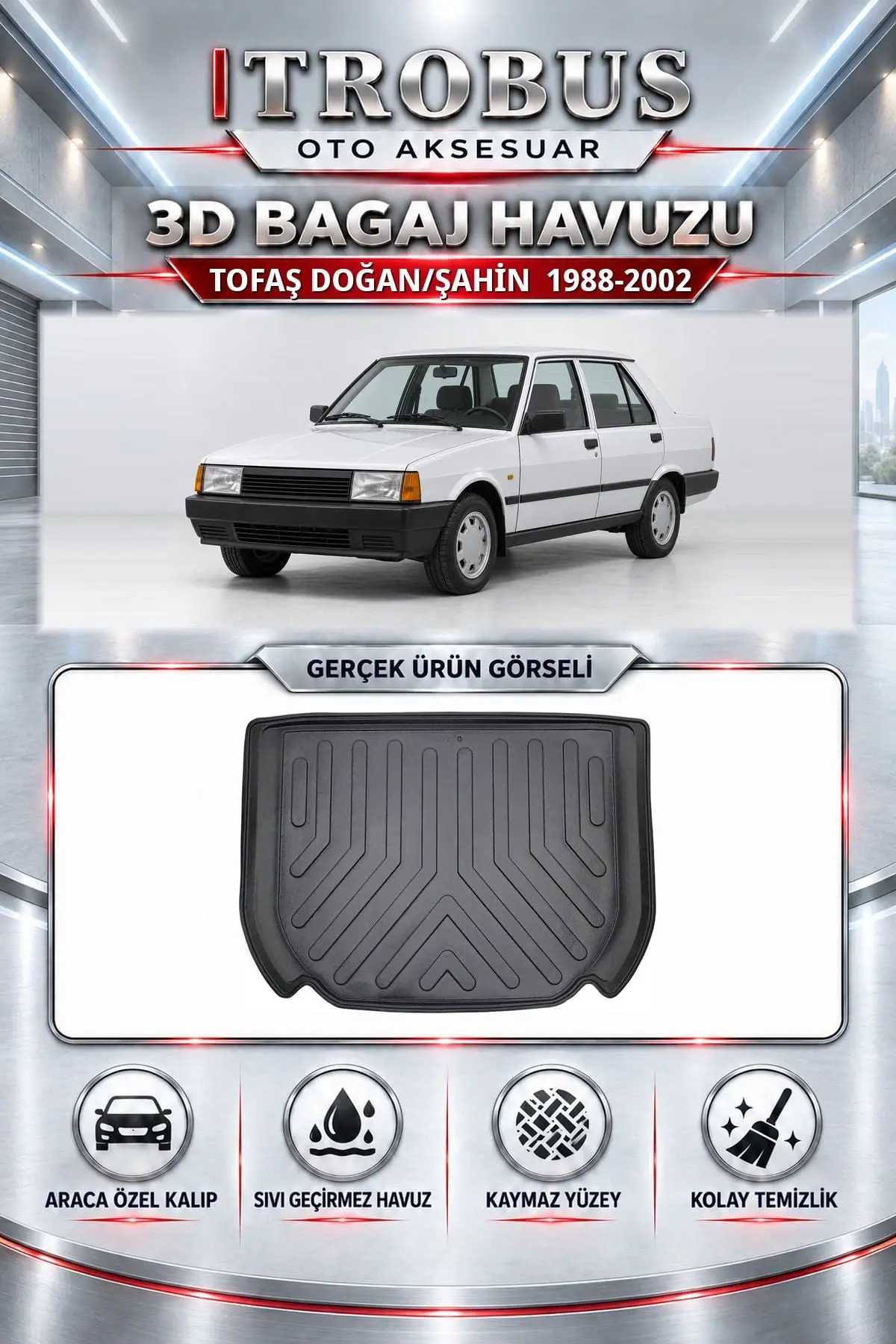 Tofaş Doğan/Şahin 1988-2002 Araca Özel 3D Bagaj Havuzu