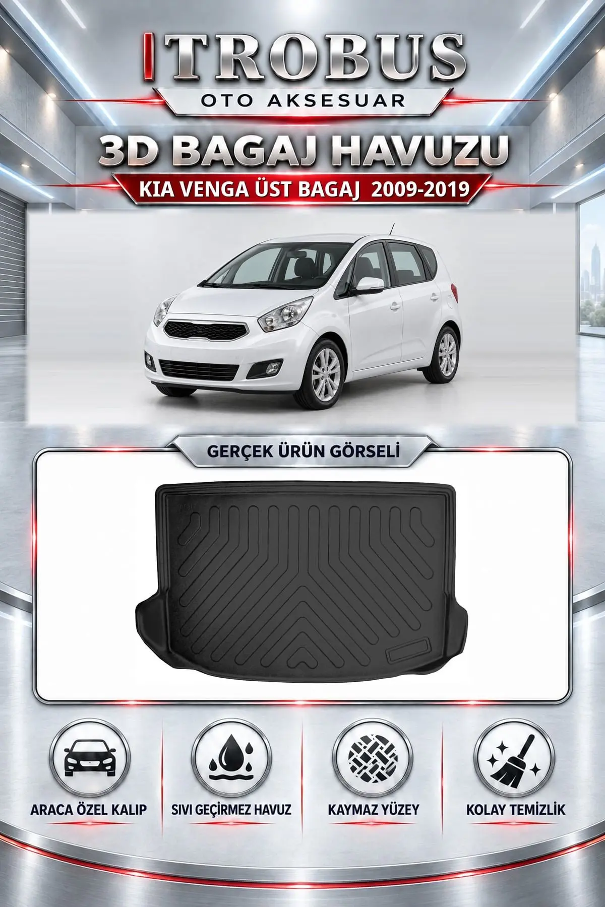 Kia Venga 2009-2019 Üst Bagaj Araca Özel 3D Bagaj Havuzu