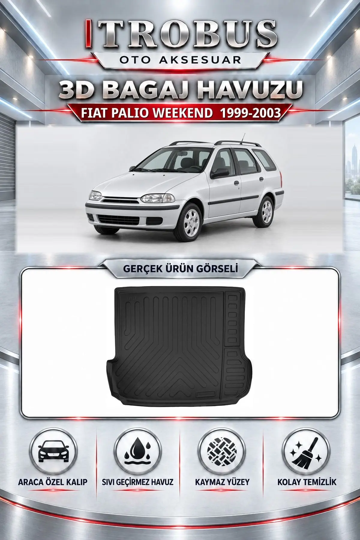 Fiat Palio Weekend 1999-2003 Araca Özel 3D Bagaj Havuzu