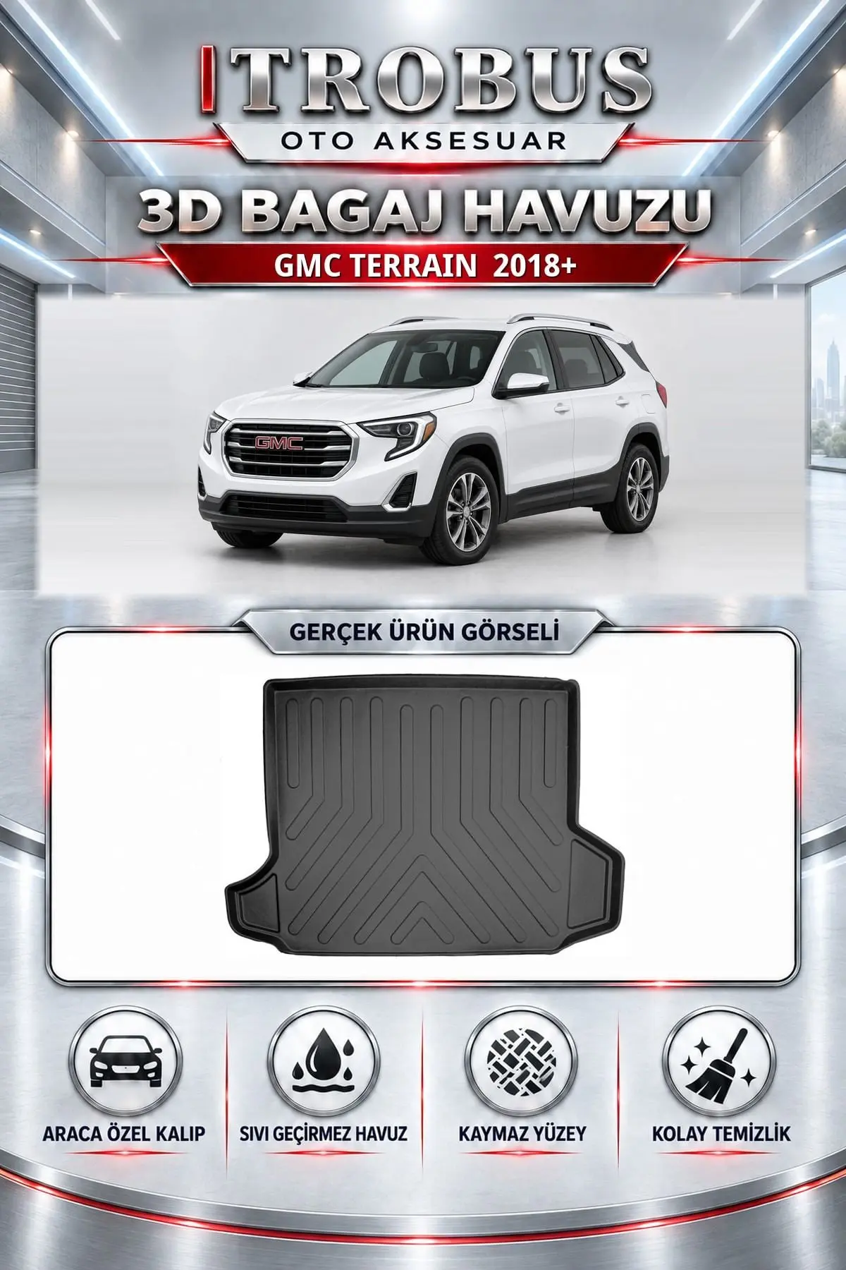 GMC Terrain 2018 Sonrası Araca Özel 3D Bagaj Havuzu
