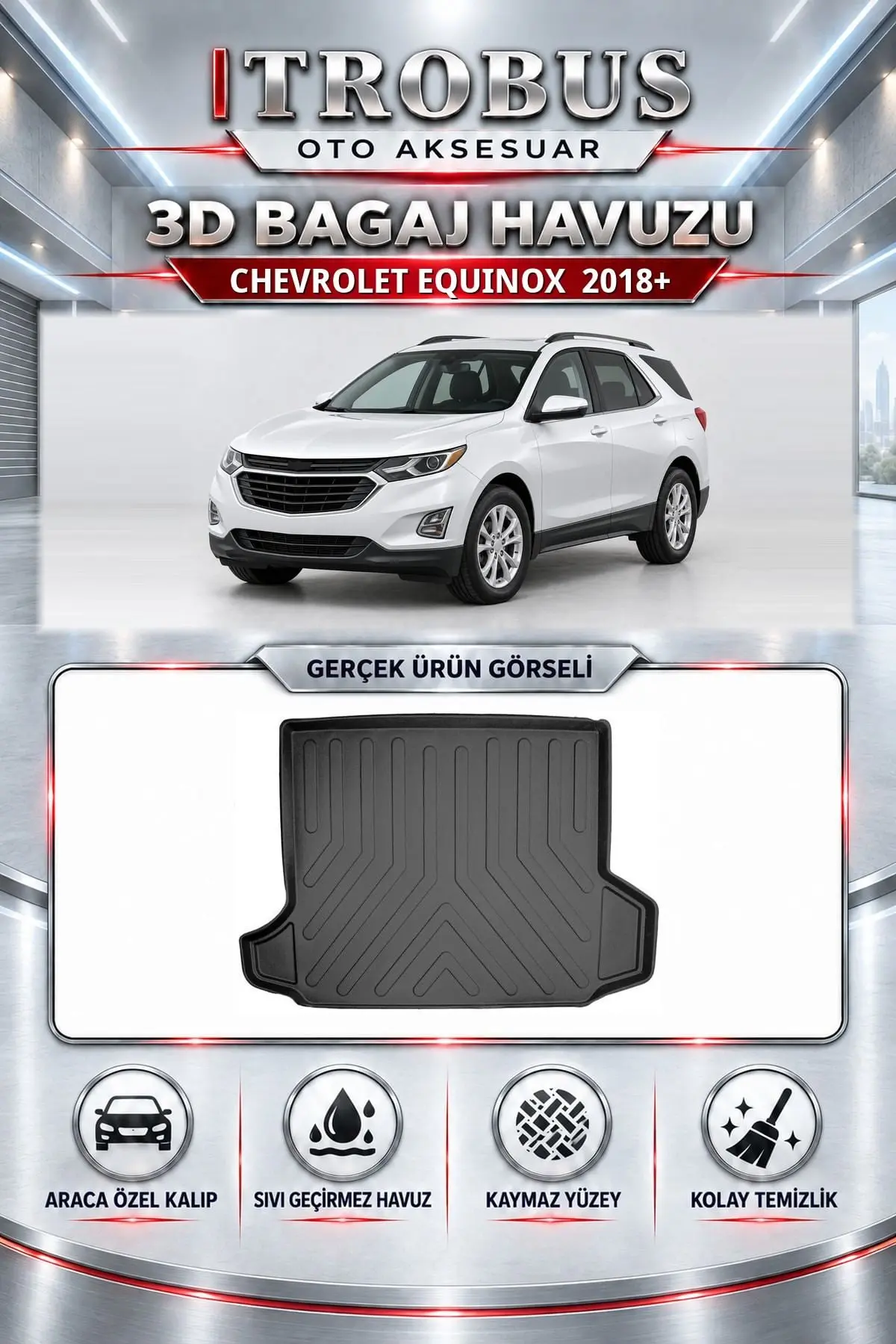 Chevrolet Equinox 2018 Sonrası Araca Özel 3D Bagaj Havuzu