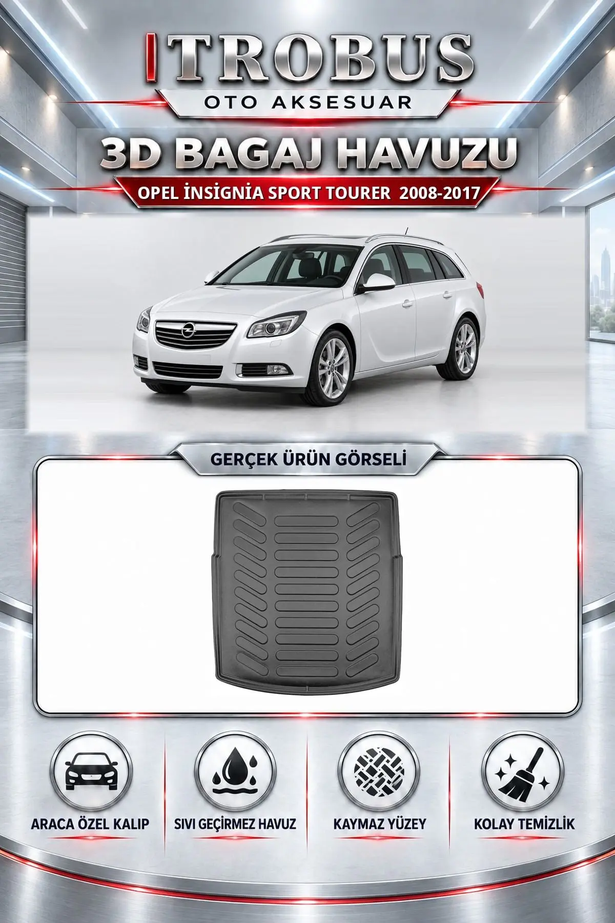 Opel İnsignia 2008-2017 Sport Tourer Araca Özel 3D Bagaj Havuzu