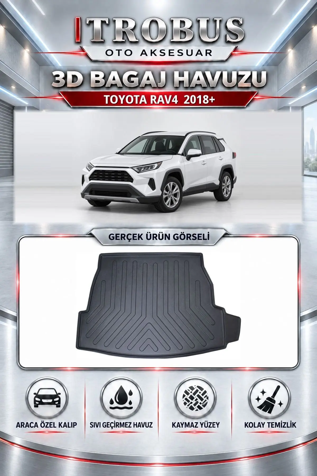 Toyota Rav4 2018 Sonrası Araca Özel 3D Bagaj Havuzu