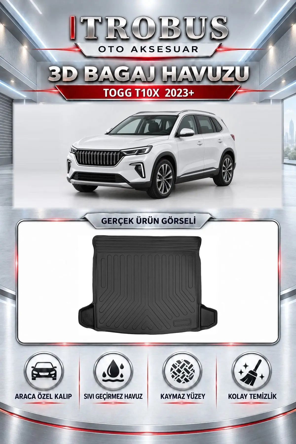 Togg T10X 2023 Sonrası Araca Özel 3D Bagaj Havuzu