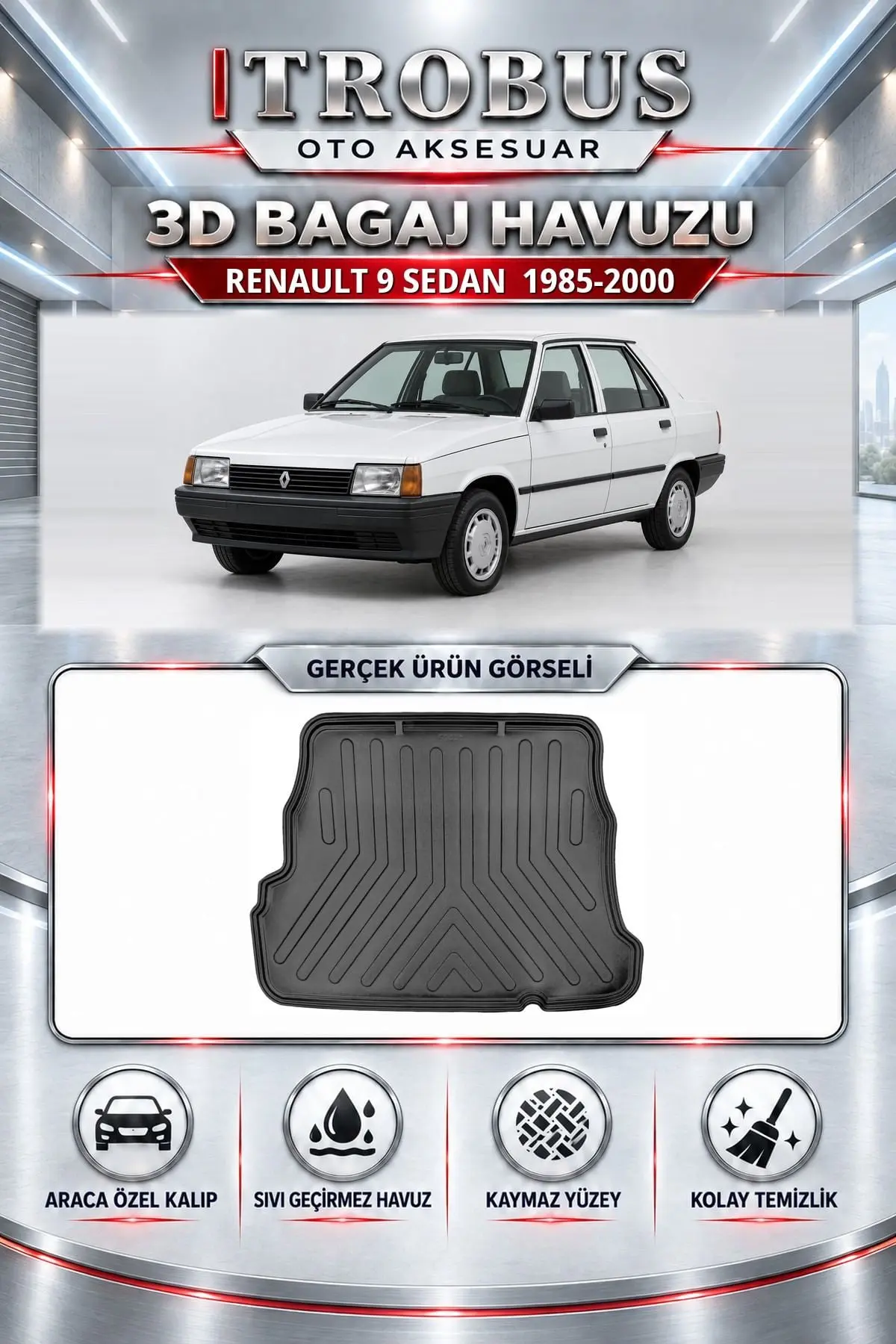 Renault 9 1985-2000 Sedan Araca Özel 3D Bagaj Havuzu
