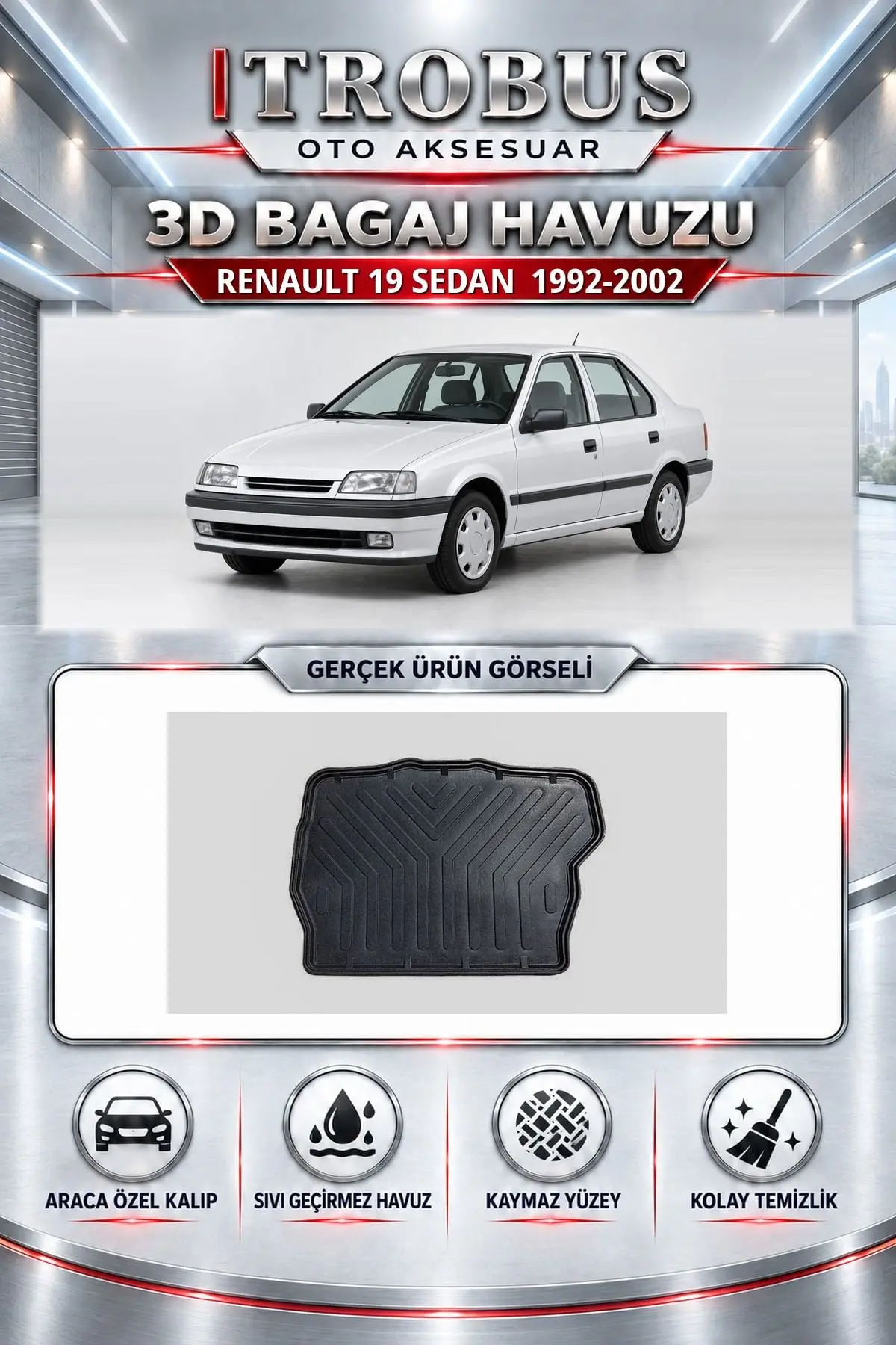 Renault 19 1992-2002 Sedan Araca Özel 3D Bagaj Havuzu