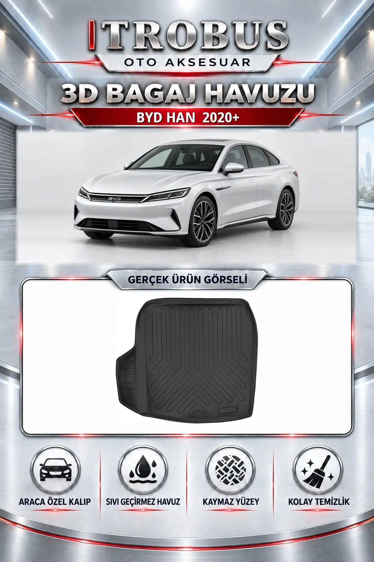 Byd Han 2020 Sonrası Araca Özel 3D Bagaj Havuzu