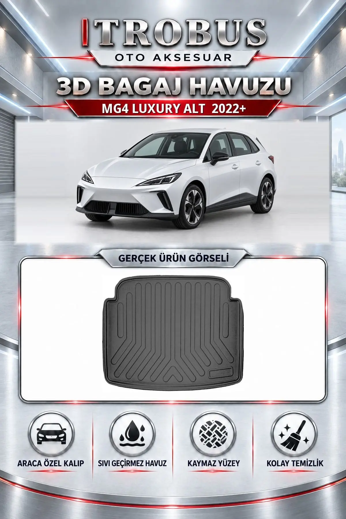 MG4 2022 Sonrası Luxury Alt Araca Özel 3D Bagaj Havuzu