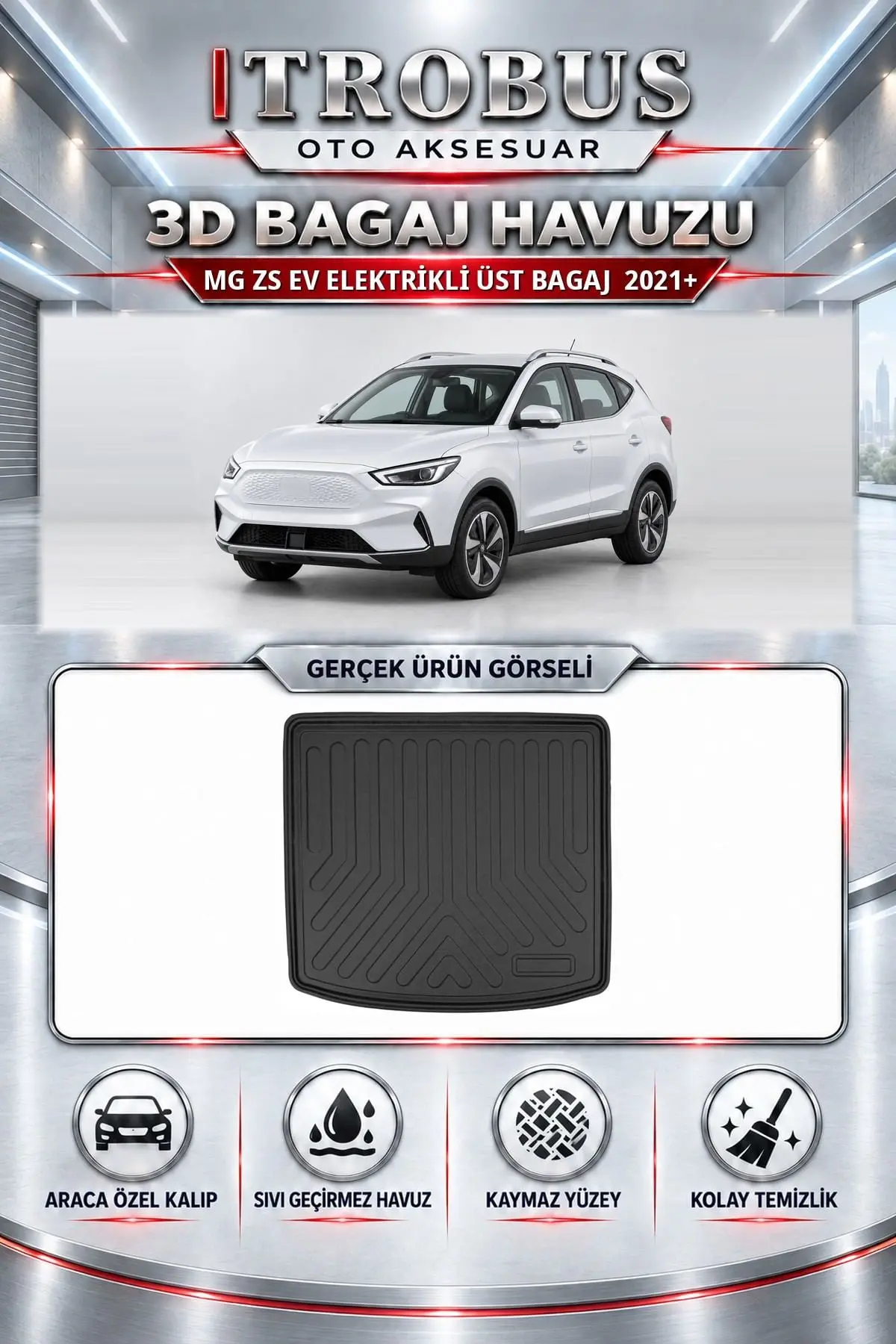 MG ZS EV Elektrikli 2021 Sonrası Üst Bagaj Araca Özel 3D Bagaj Havuzu