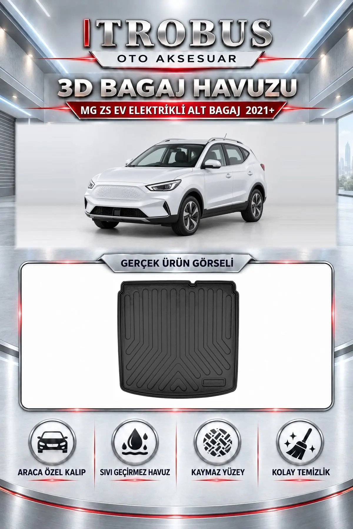MG ZS EV Elektrikli 2021 Sonrası Alt Bagaj Araca Özel 3D Bagaj Havuzu