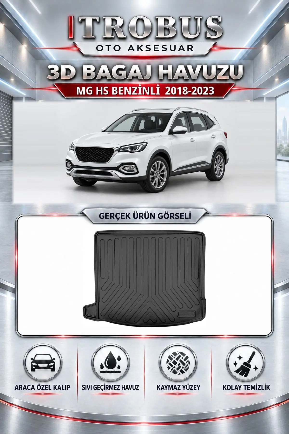 MG HS 2018-2023 Benzinli Araca Özel 3D Bagaj Havuzu