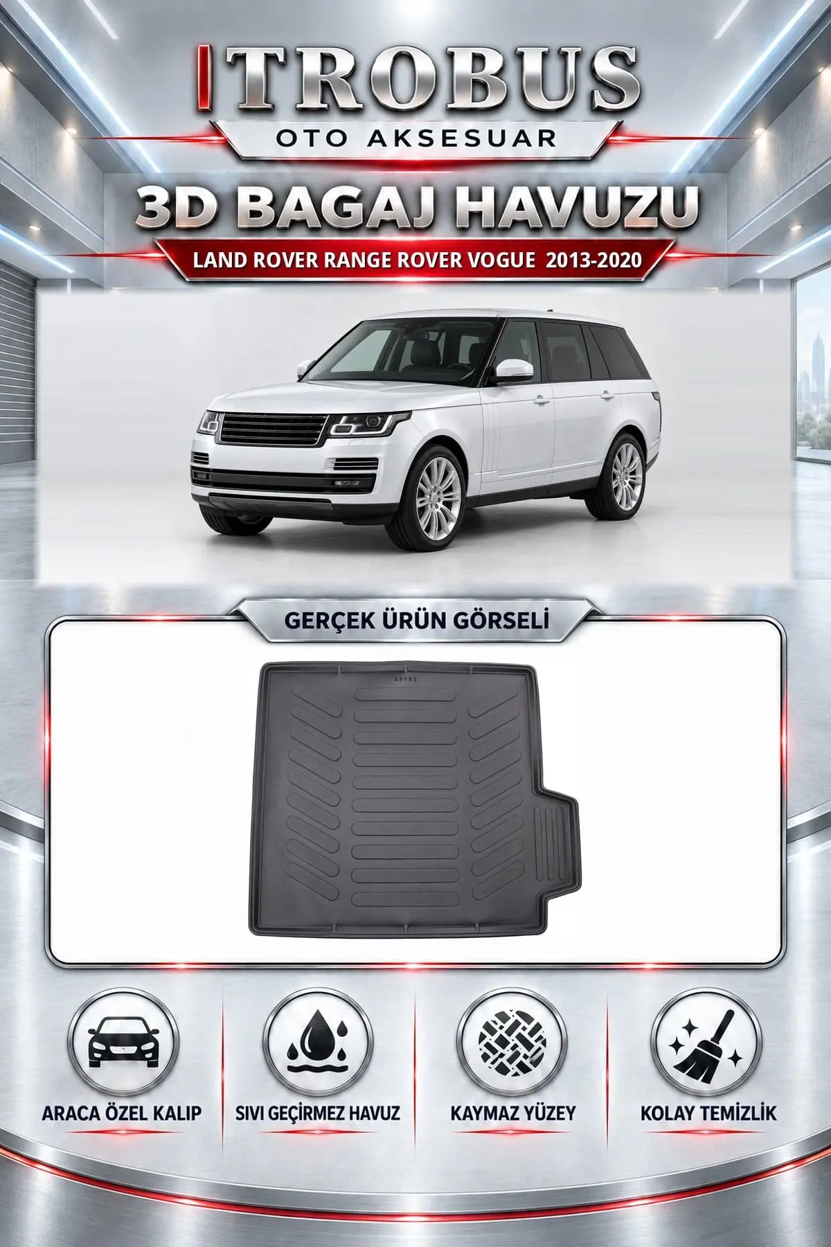 Land Rover Range Rover Vogue 2013-2020 Araca Özel 3D Bagaj Havuzu