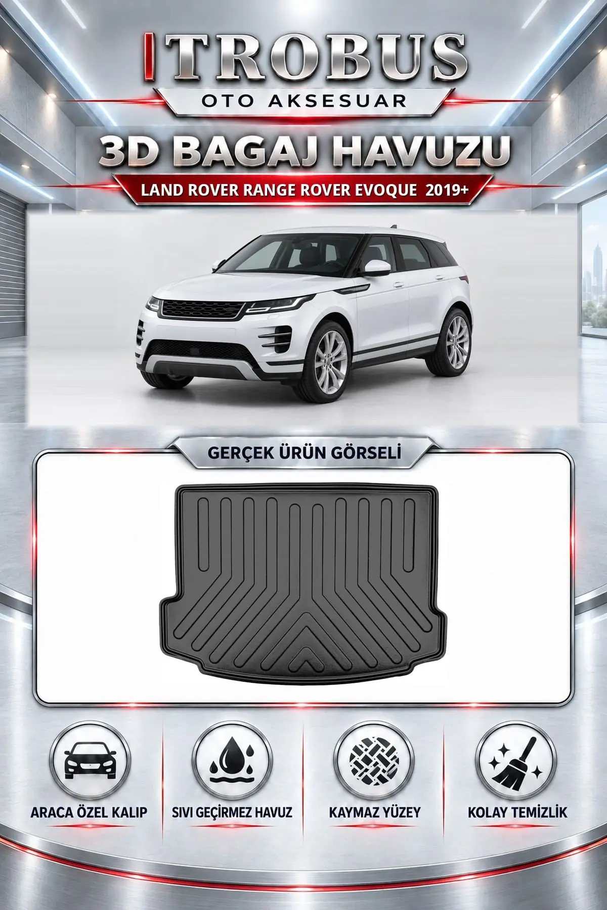 Land Rover Range Rover Evoque 2019 Sonrası Araca Özel 3D Bagaj Havuzu