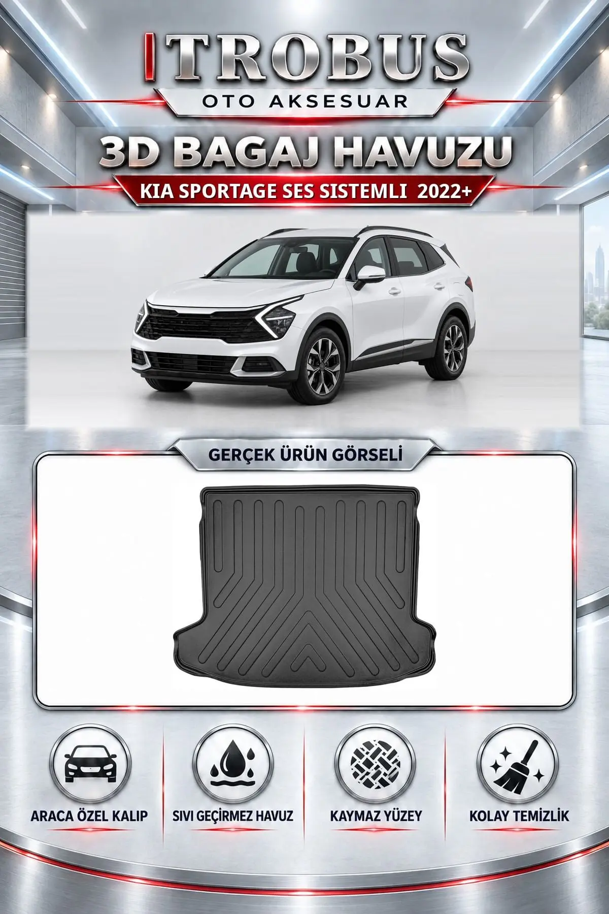Kia Sportage 2022 Sonrası Ses Sistemli Araca Özel 3D Bagaj Havuzu