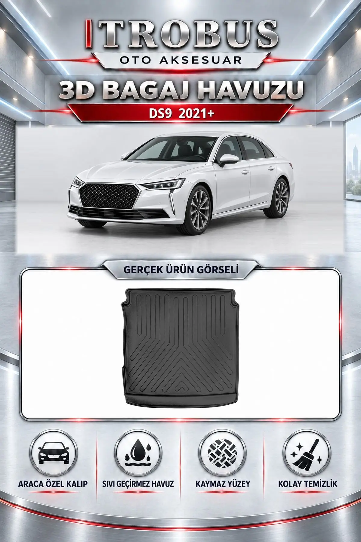Ds9 2021 Sonrası Araca Özel 3D Bagaj Havuzu