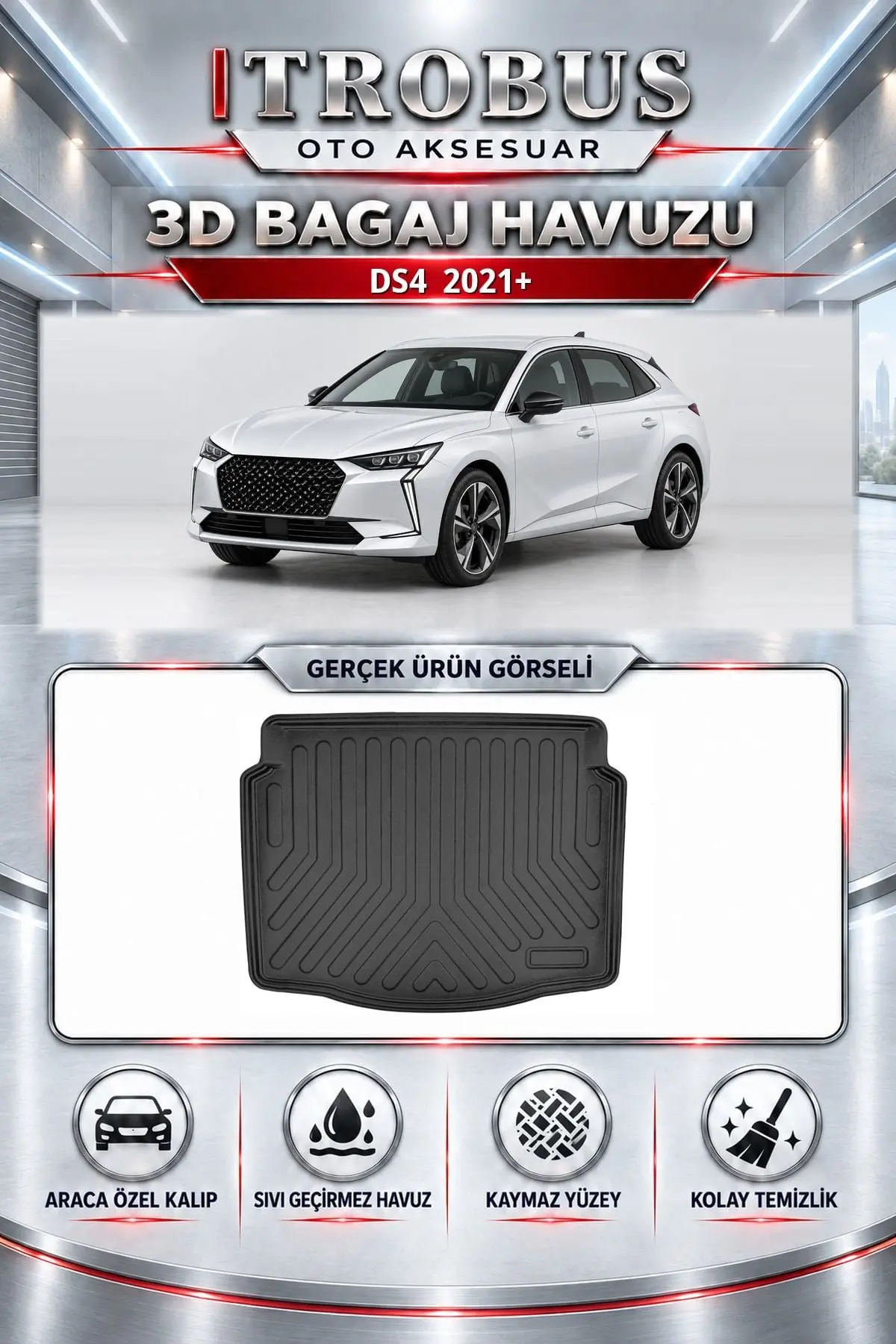 DS4 2021 Sonrası Araca Özel 3D Bagaj Havuzu
