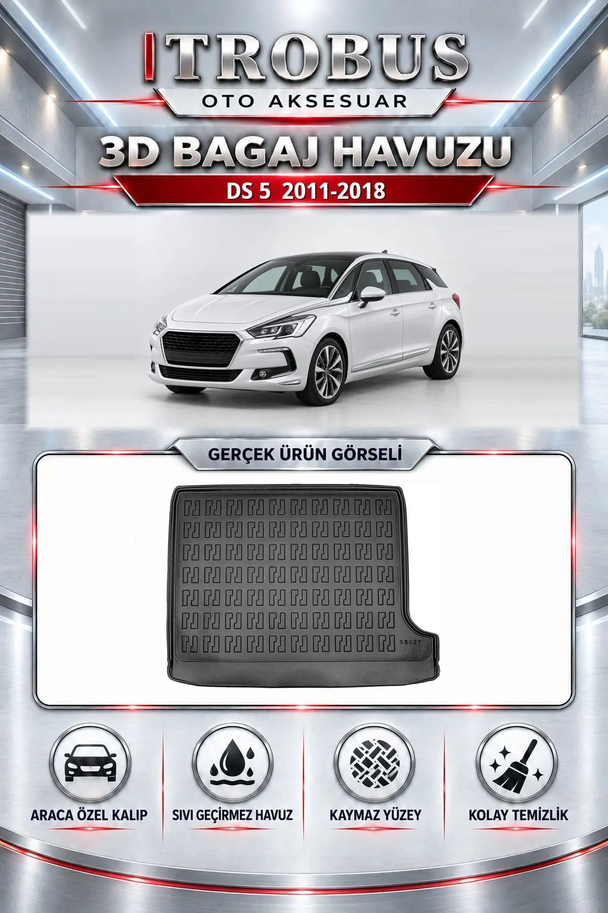 Ds 5 2011-2018 Araca Özel 3D Bagaj Havuzu