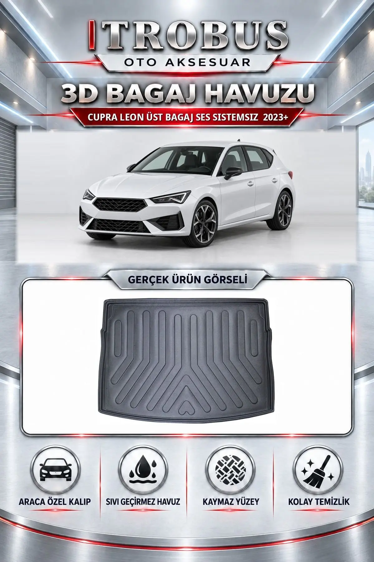 Cupra Leon 2023 Sonrası Üst Bagaj Ses Sistemsiz Araca Özel 3D Bagaj Havuzu
