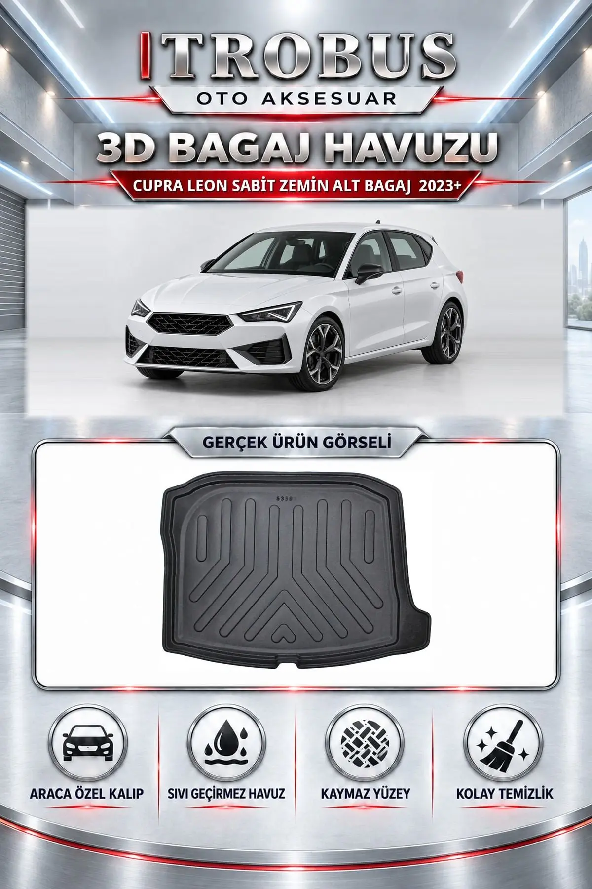 Cupra Leon 2023 Sonrası Sabit Zemin Alt Bagaj Araca Özel 3D Bagaj Havuzu