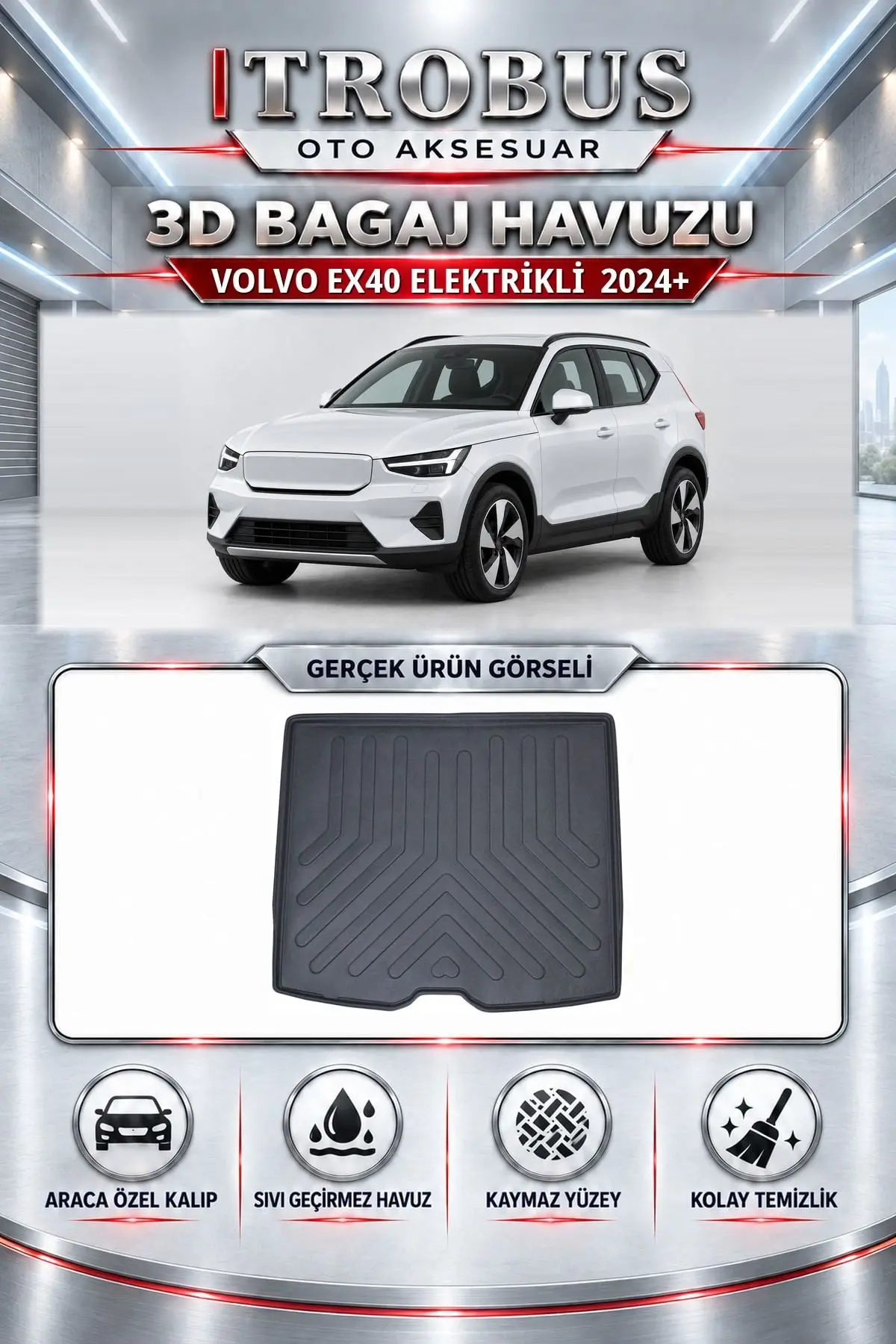 Volvo EX40 2024 Sonrası Elektrikli Araca Özel 3D Bagaj Havuzu