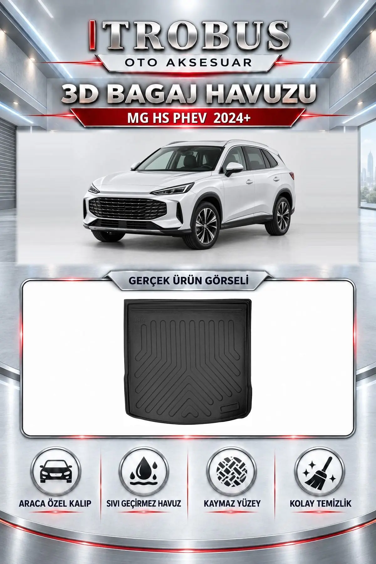MG HS 2024 Sonrası Phev Araca Özel 3D Bagaj Havuzu