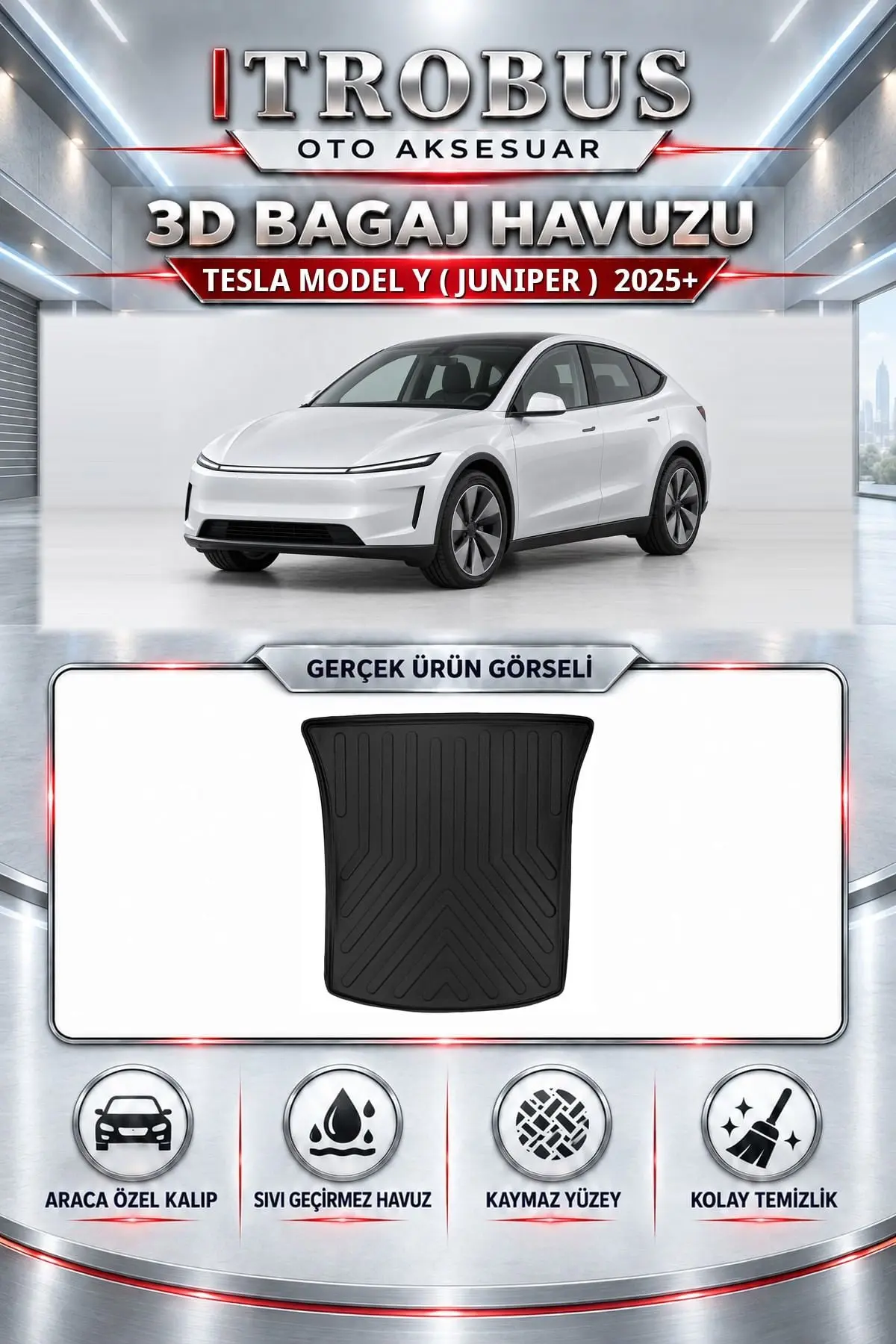 Tesla Model Y ( Juniper ) 2025 Sonrası Araca Özel 3D Bagaj Havuzu
