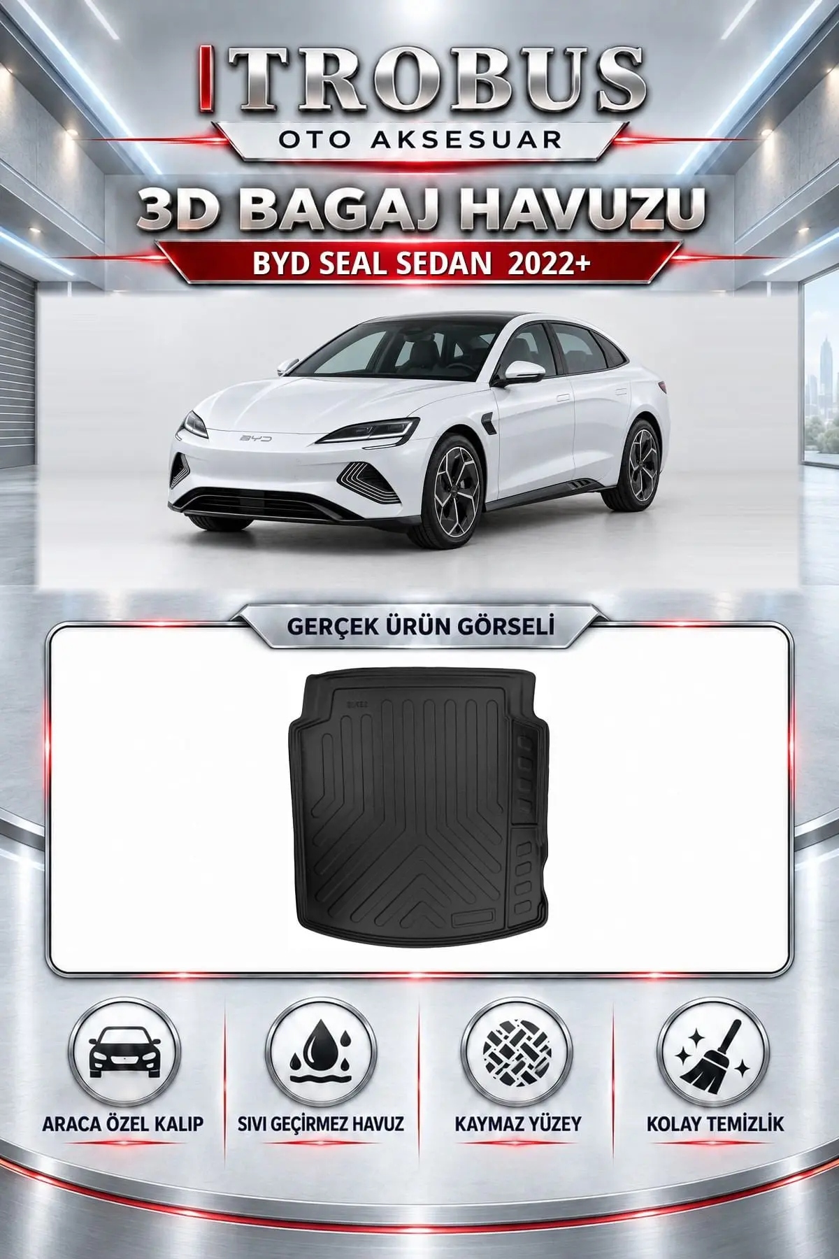 BYD Seal Sedan 2022 Sonrası Araca Özel 3D Bagaj Havuzu