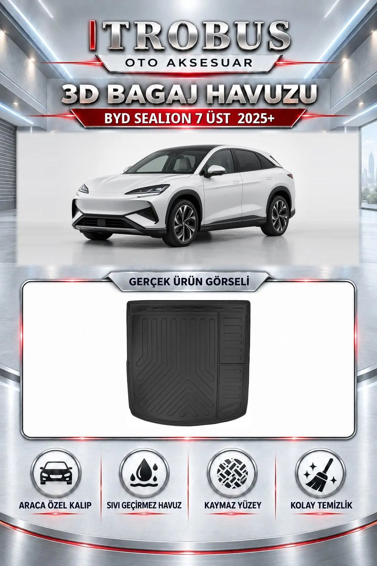 BYD Sealion 7 2025 Sonrası Üst Araca Özel 3D Bagaj Havuzu